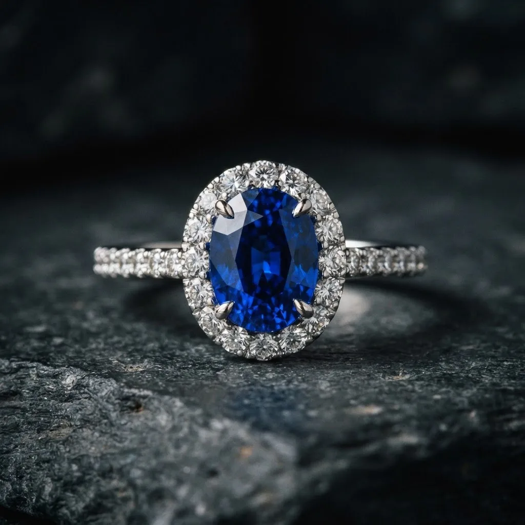 Glamoria's Gems sapphire and diamond ring